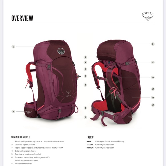 OSPREY Kyte 46 Women's Backpack - Berry - Picture 5 of 8